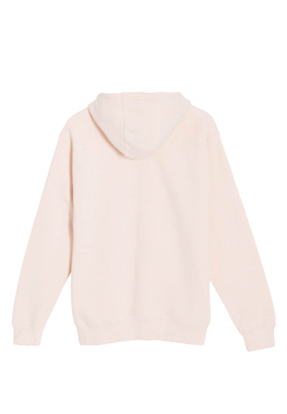 Light pink Lane 7 unisex plain premium hoodie with print view, showcasing its simple design and comfortable fit.