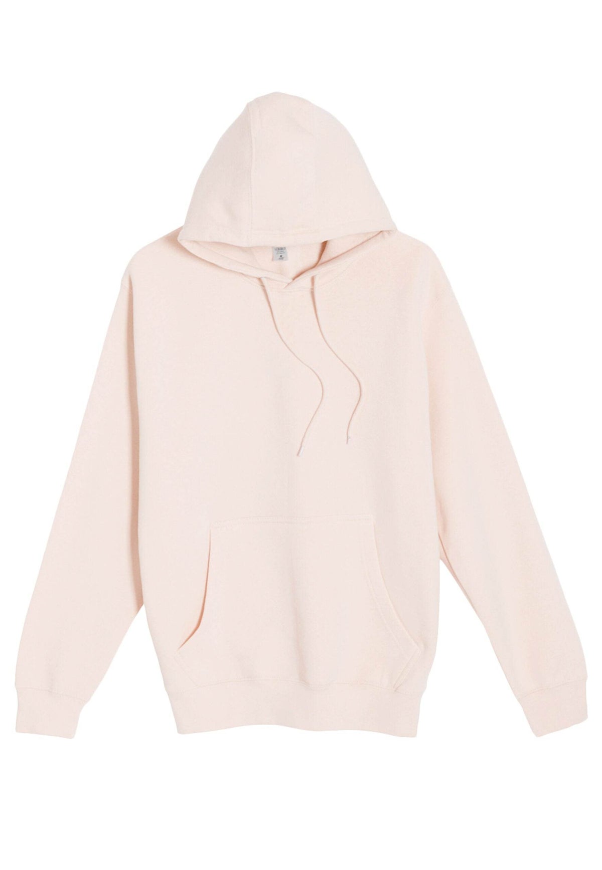 Light pink unisex Lane 7 premium hoodie with a plain design, shown from the print view for customization or plain wear.