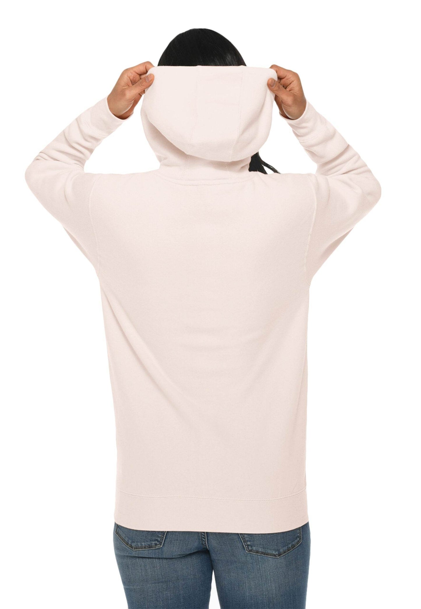 Light pink Lane 7 unisex hoodie with a plain design, showcasing the front print view, made from premium comfortable fabric.