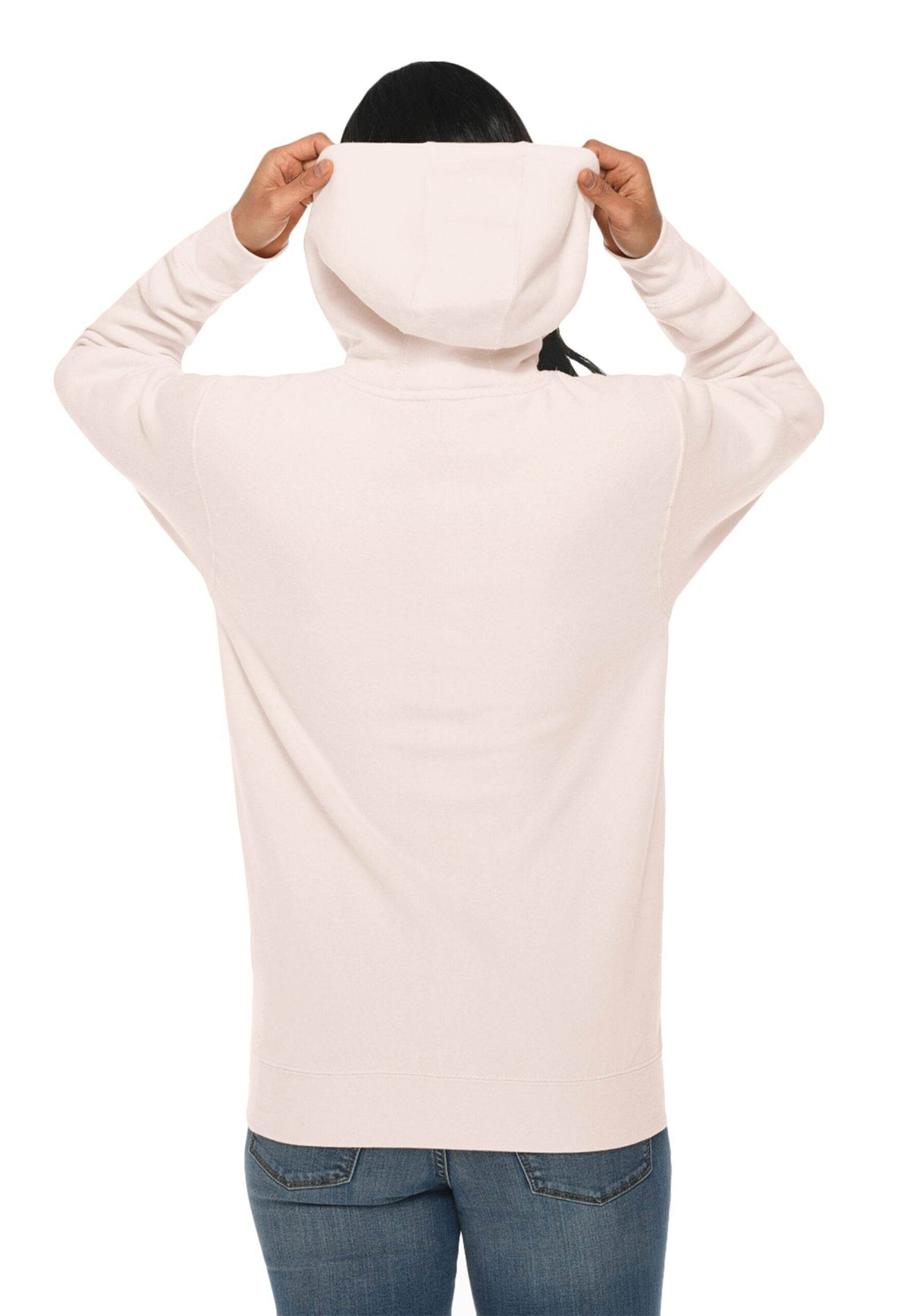 Light pink Lane 7 unisex hoodie with a plain design, showcasing the front print view, made from premium comfortable fabric.