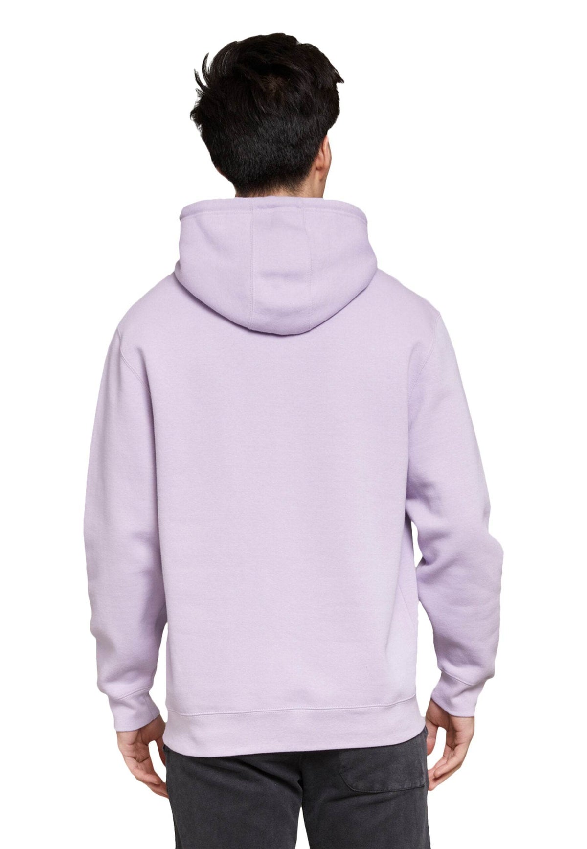 Unisex plain lilac hoodie from Lane 7, showing the front print view of a comfortable pullover hoodie.