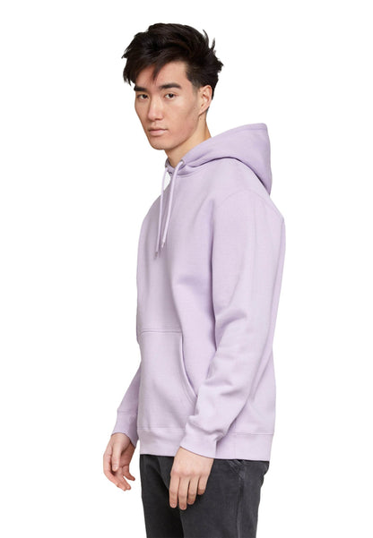 Unisex Lane 7 plain lilac hoodie displayed in print view, showcasing its soft fabric and relaxed fit, suitable for customization.