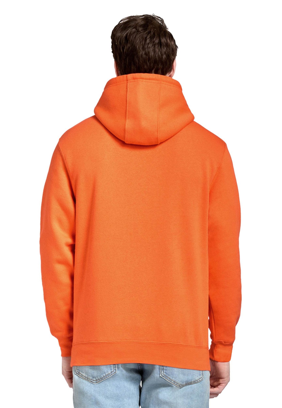 Orange Lane 7 unisex plain premium hoodie with print view, showcasing a comfortable pullover design and customizable options.