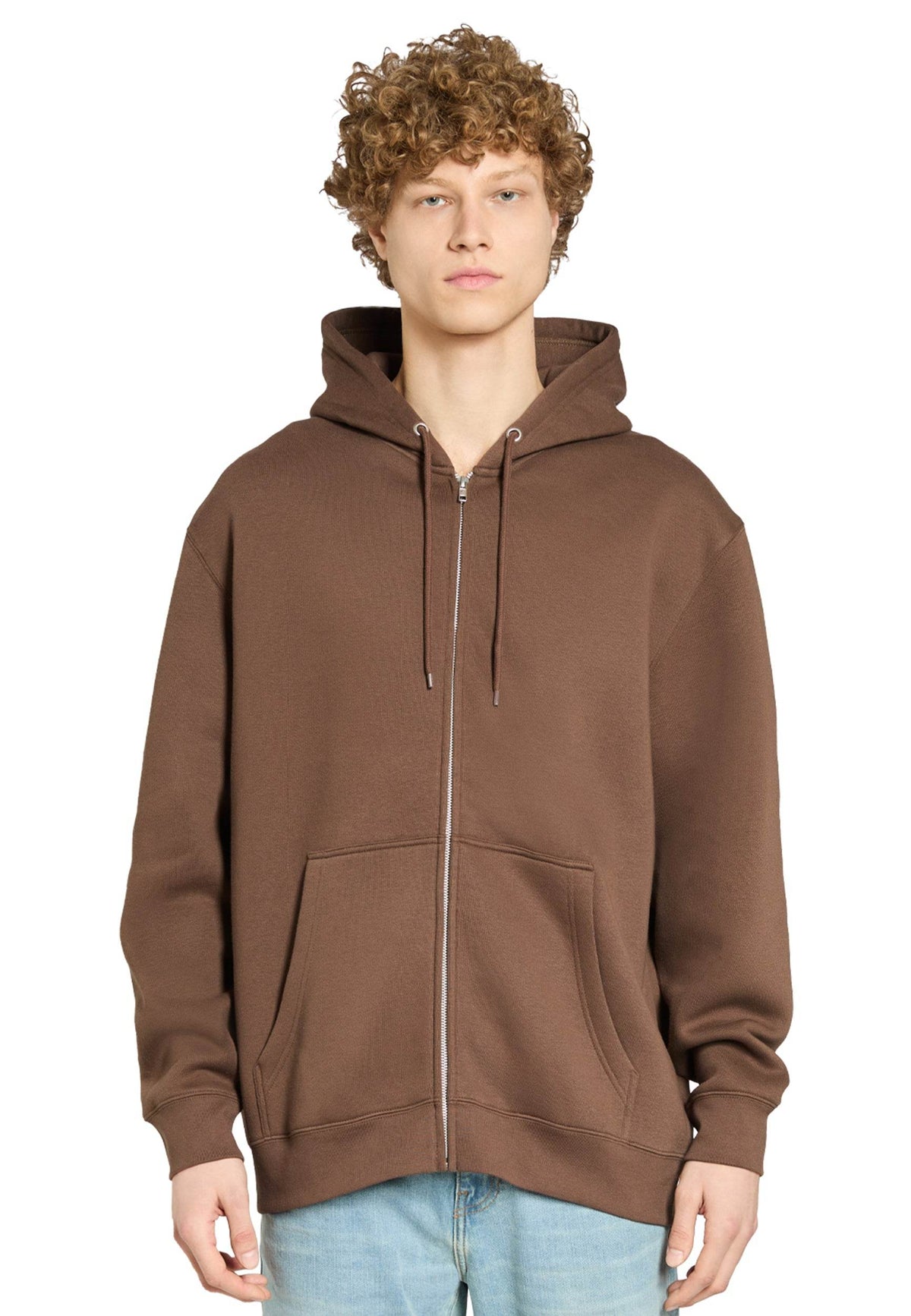 Lane 7 Print View premium full zip hoodie in brown with customizable options, featuring a comfortable fit and stylish design.