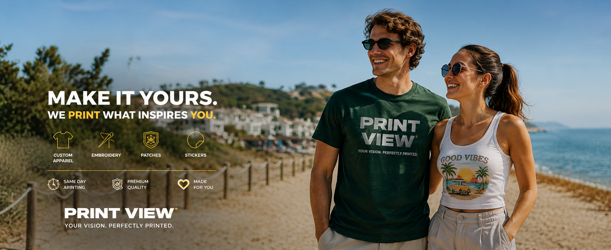 Print View Custom T-shirt and Custom Embroidery
