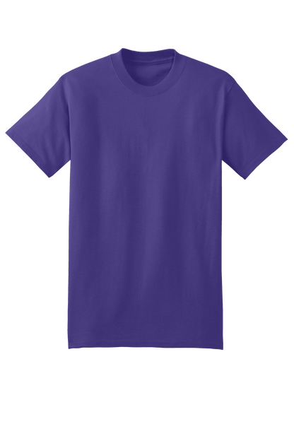 Purple Hanes Beefy-T heavyweight 100% cotton short sleeve T-shirt, customizable at print view.