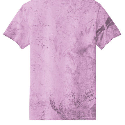 Purple tie-dye t-shirt with customizable design back view