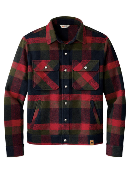 Russell Outdoors™ Basin Jacket in red plaid, a men's coat with a flat front design, ideal for outdoor wear and casual style.