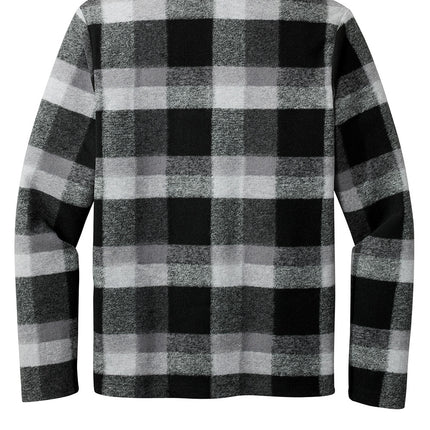 Black  back view and gray checkered shirt