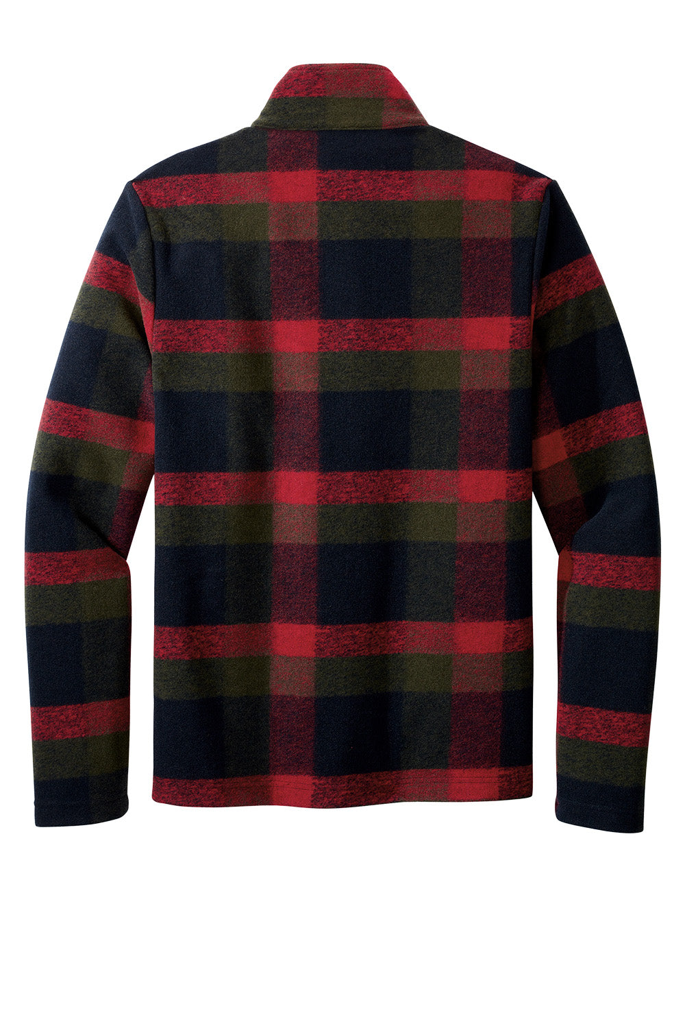 Red plaid Russell Outdoors™ Basin Snap Pullover sweatshirt with snap buttons and a relaxed fit, shown laid flat.