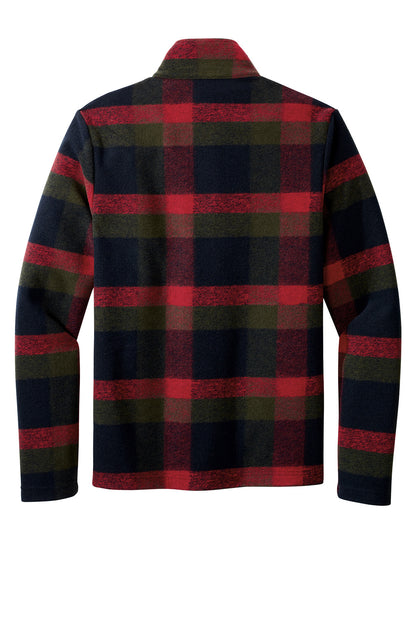 Red plaid Russell Outdoors™ Basin Snap Pullover sweatshirt with snap buttons and a relaxed fit, shown laid flat.