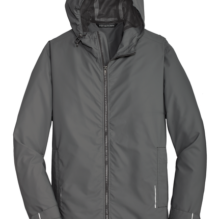 grey waterproof rain jacket print view