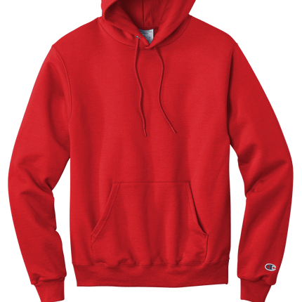 Red Champion Powerblend Pullover Hoodie – soft fleece, classic fit with custom logo Print by Print View