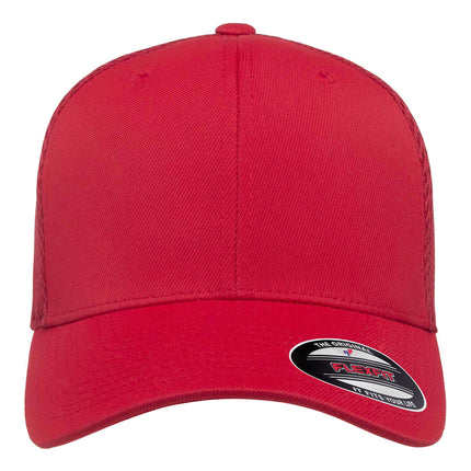 Custom Red Mesh Fitted Hat Print View