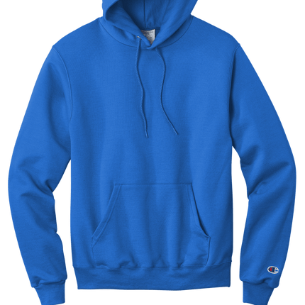 Royal Blue Champion Powerblend Pullover Hoodie – soft fleece, classic fit with custom logo Print by Print View