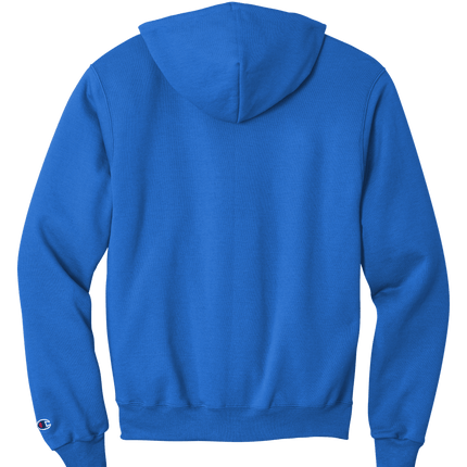 Royal Blue Champion Powerblend Pullover Hoodie – soft fleece, classic fit with custom logo Print by Print View Back