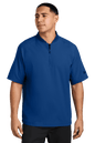 Royal blue New Era® cage short sleeve quarter-zip jacket with custom print, lightweight and stylish for casual wear.