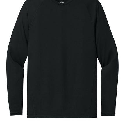 Sport-Tek PosiCharge Compression Long Sleeve Tee front view - black compression performance tee, odor-fighting and UPF50, Print-View custom