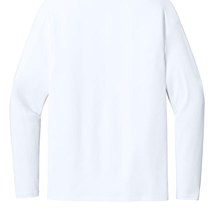 Sport-Tek PosiCharge Compression Long Sleeve Tee back view - white base layer with UPF protection, custom printing by Print-View