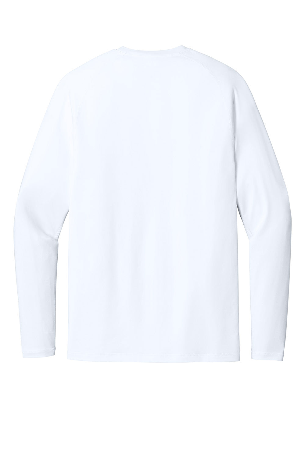 White Sport-Tek PosiCharge compression long sleeve tee with flat back design, ideal for athletic and casual wear.