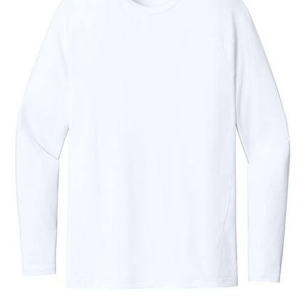  Sport-Tek PosiCharge Compression Long Sleeve Tee front view - white compression long sleeve, moisture-wicking athletic fit, Print-View custom