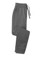 Dark smoke grey Sport-Tek Sport-Wick fleece jogger pants with a flat front and elastic waistband, ideal for active wear.