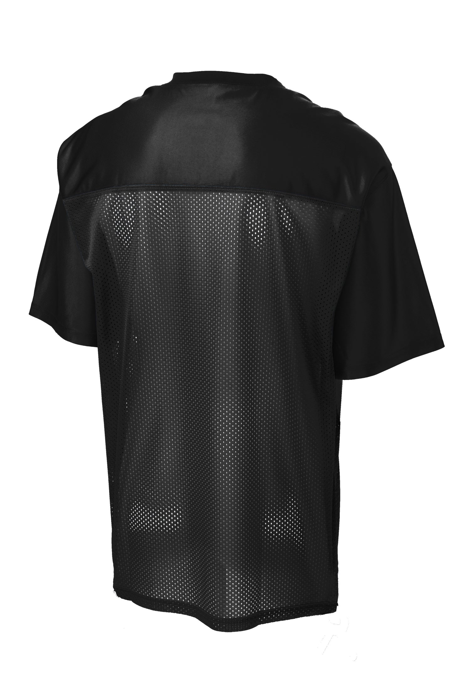 Black Sport-Tek PosiCharge Replica Jersey by Print-View shown from the back with team logo and athletic fit.