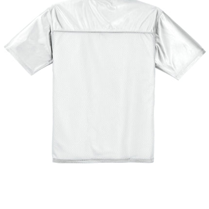 Sport-Tek PosiCharge Replica Jersey back view — True Red with space for player number and custom print.