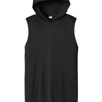 “Custom Sport-Tek Competitor Sleeveless Hoodie – black – front view for printed design”