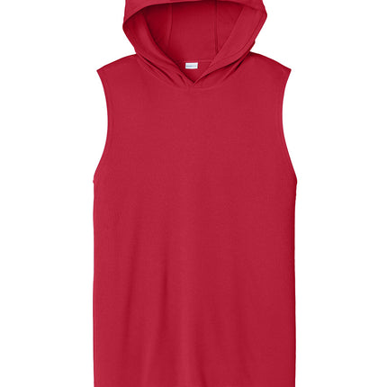 Custom Sport-Tek Competitor Sleeveless Hoodie – Red – front customizable panel shown”