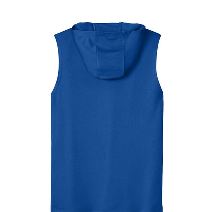 “Custom Sport-Tek Competitor Sleeveless Hoodie – Blue– back view for printed design”