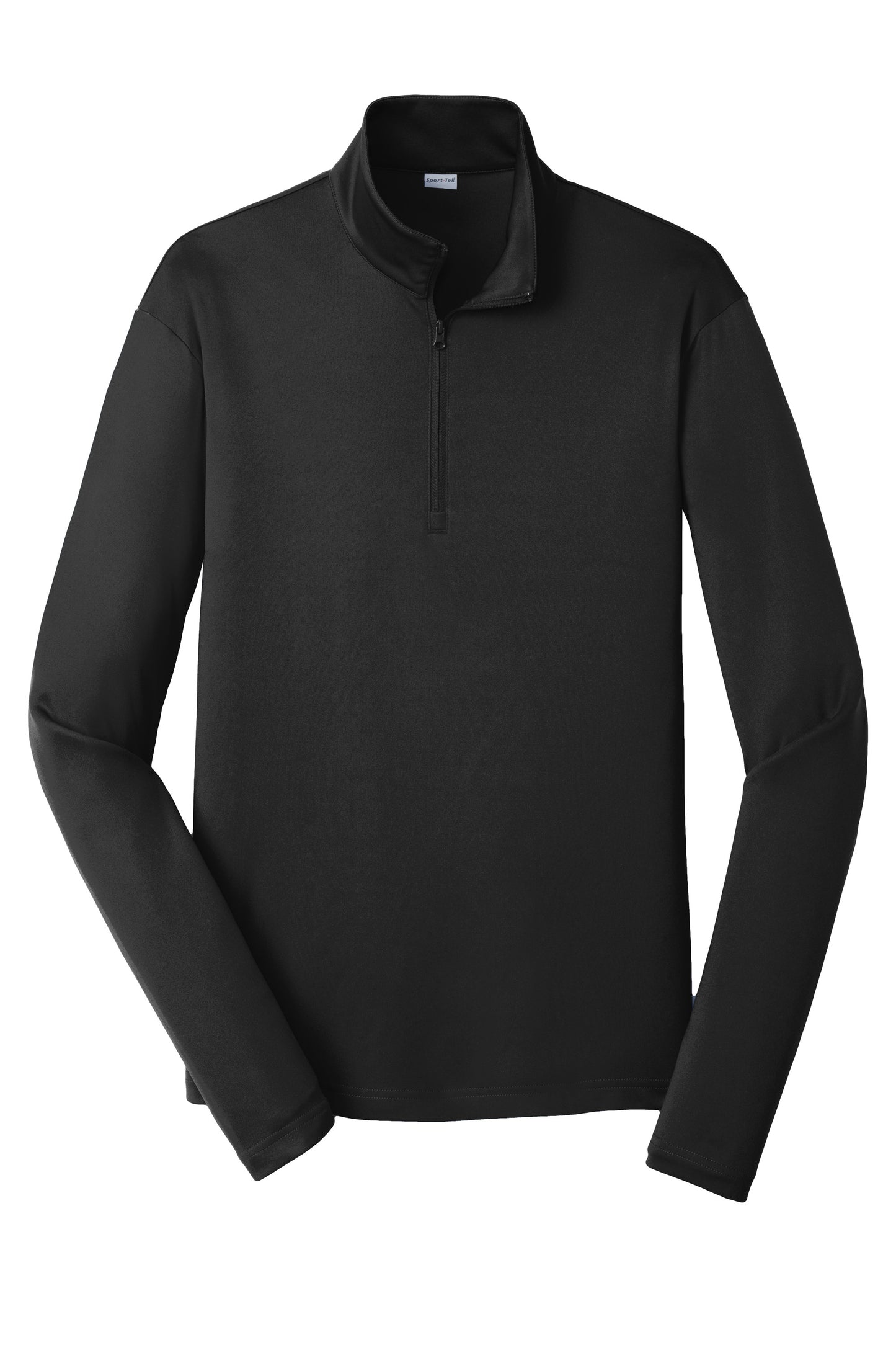 Black Sport-Tek PosiCharge Competitor 1/4-Zip Pullover with flat front, shown from the front view.