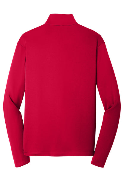 Deep red Sport-Tek PosiCharge Competitor 1/4-Zip pullover by Print-View, shown from the back, lightweight and athletic fit.