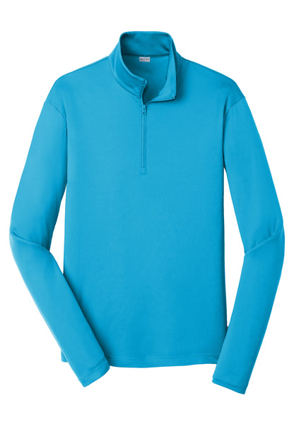 Atomic blue Sport-Tek PosiCharge Competitor 1/4-Zip Pullover front view, lightweight athletic quarter-zip sweatshirt.