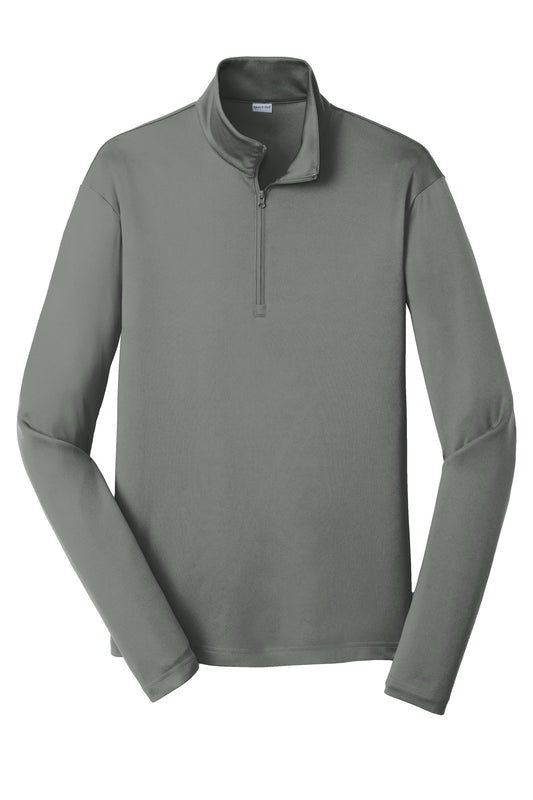 Grey Sport-Tek PosiCharge Competitor 1/4-Zip pullover with flat front, ideal for athletic or casual wear.