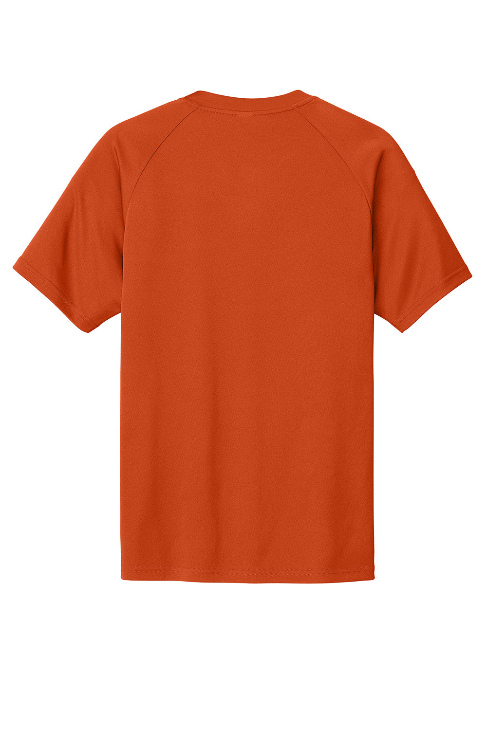 Deep orange Sport-Tek PosiCharge Competitor 2-Button Henley T-shirt by Print-View, showing front view with collar and buttons.