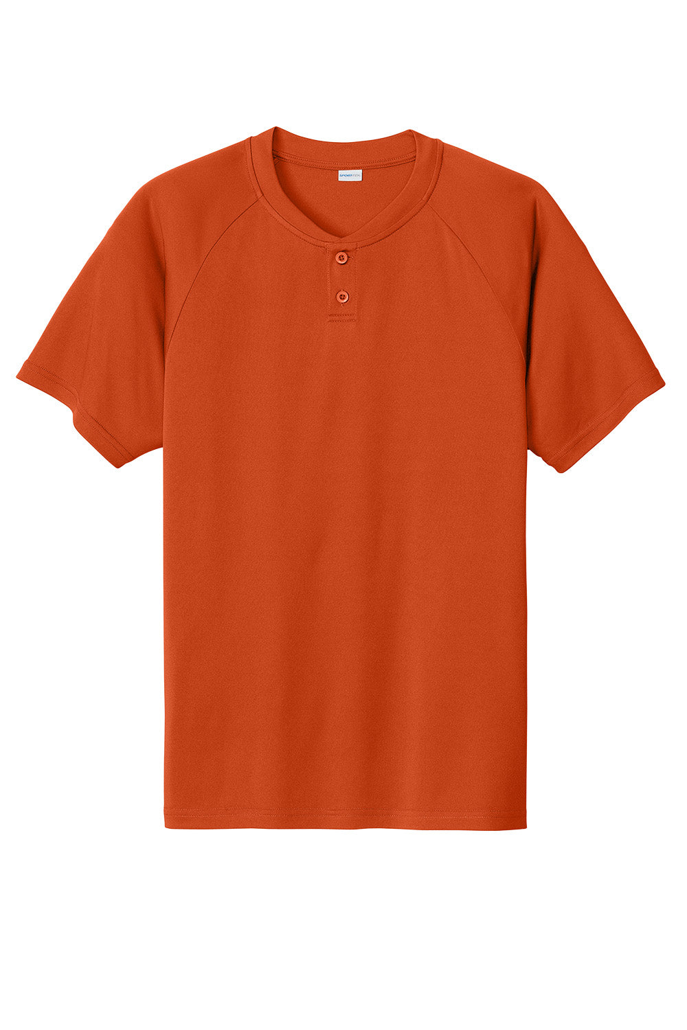 Deep orange Sport-Tek PosiCharge Competitor 2-Button Henley T-shirt with a flat front view.