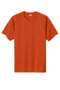 Deep orange Sport-Tek PosiCharge Competitor 2-Button Henley T-shirt with a flat front view.