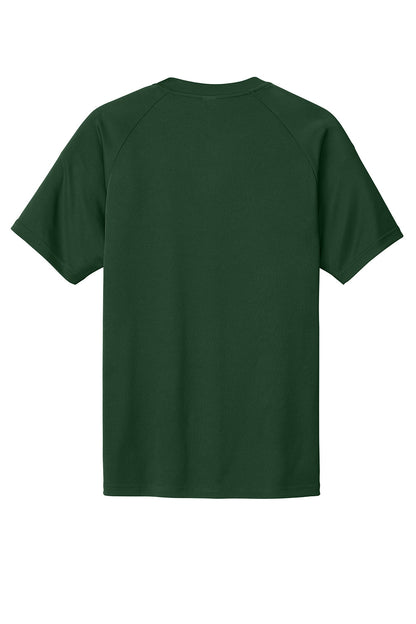 Forest green Sport-Tek® PosiCharge® Competitor™ 2-Button Henley T-shirt with flat back design, branded by Print-View.