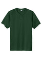Forest green Sport-Tek® PosiCharge® Competitor™ 2-Button Henley T-shirt with flat front and short sleeves.