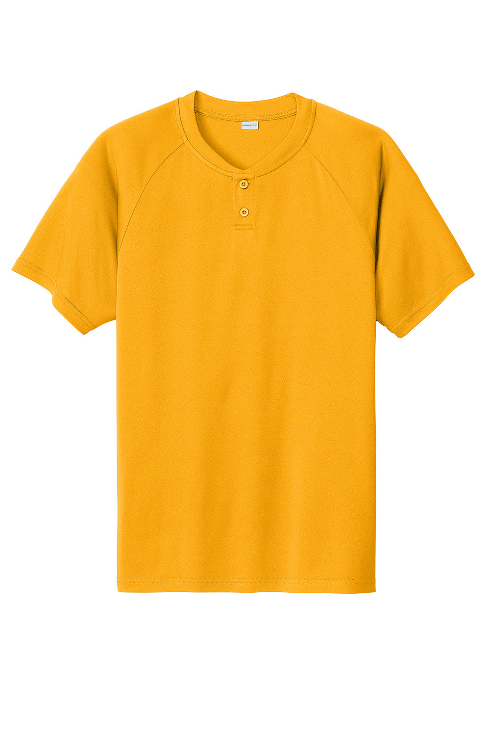 Gold Sport-Tek PosiCharge Competitor 2-Button Henley T-shirt with flat front design, made by Print-View.