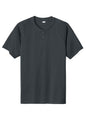 Sport-Tek PosiCharge Competitor 2-Button Henley T-shirt in iron gray, flat front design, made by Print-View.