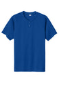 Sport-Tek PosiCharge Competitor 2-Button Henley T-shirt in true royal blue, showing front view with buttons and short sleeves.