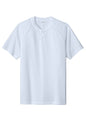 White Sport-Tek PosiCharge Competitor 2-Button Henley T-shirt with flat front, showcasing its classic sporty design and comfortable fit.
