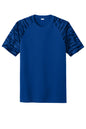 Sport-Tek Drift Camo Colorblock Tee in true royal color, featuring a front view with camouflage and colorblock design.