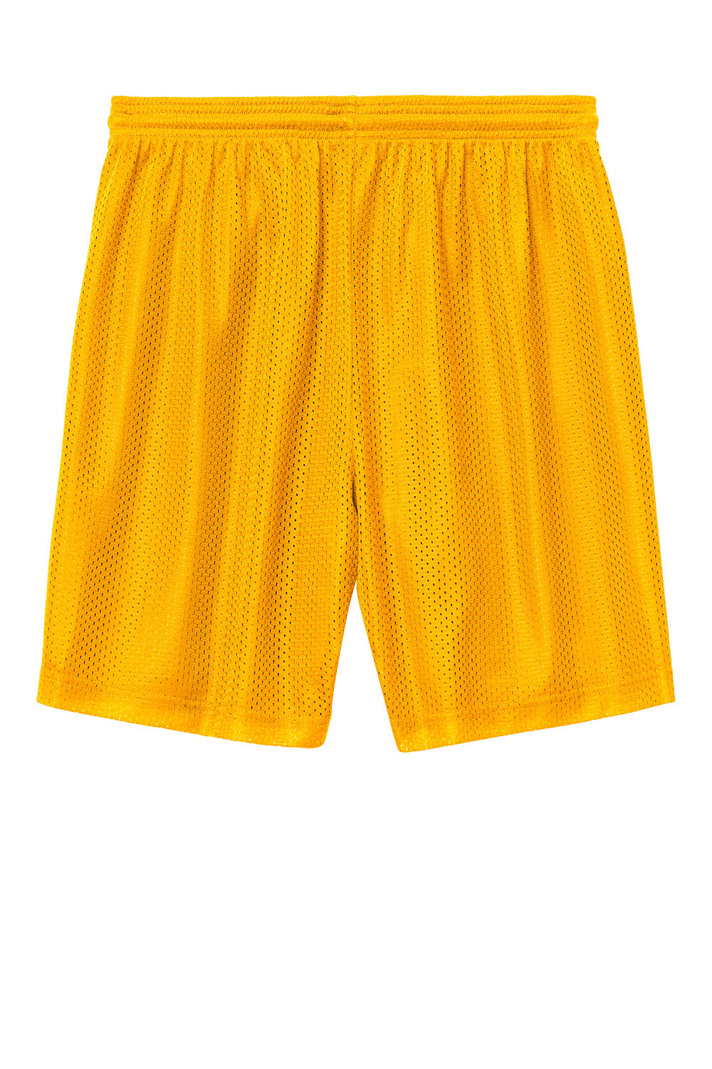 Gold Sport-Tek PosiCharge Mesh 7-inch shorts by Print-View, showing the back view with mesh fabric and athletic fit.