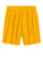 Gold Sport-Tek PosiCharge Mesh 7-inch shorts by Print-View, showing the back view with mesh fabric and athletic fit.