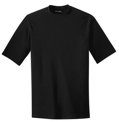 Black Sport-Tek Ultimate Performance T-shirt ST700 with a flat front design, lightweight and breathable for activewear.