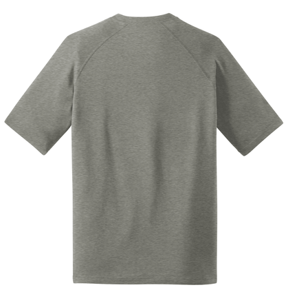 Sport-Tek Ultimate Performance T-shirt in heathered grey, lightweight performance fabric, flat back design for athletic wear.