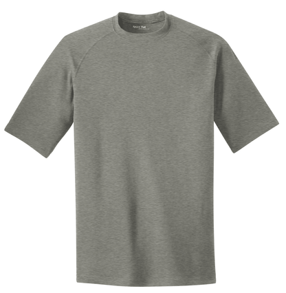 Sport-Tek Ultimate Performance T-shirt in heathered grey, flat front view, showcasing breathable, athletic performance fabric.